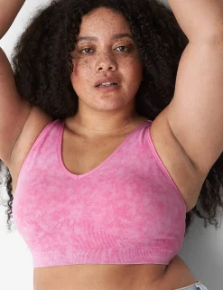 Full Coverage Bras^Lane Bryant Acid Wash Seamless Bralette Strawberry