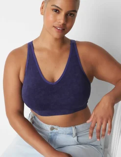 Full Coverage Bras^Lane Bryant Acid Wash Seamless Bralette Navy