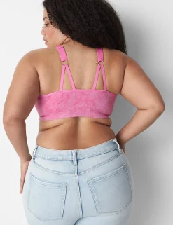 Full Coverage Bras^Lane Bryant Acid Wash Seamless Bralette Strawberry