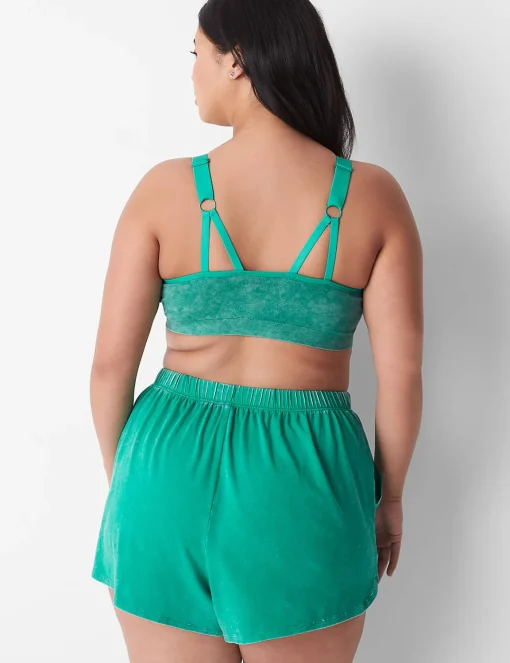 Full Coverage Bras^Lane Bryant Acid Wash Seamless Bralette Deep Green