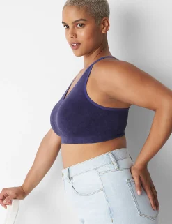 Full Coverage Bras^Lane Bryant Acid Wash Seamless Bralette Navy