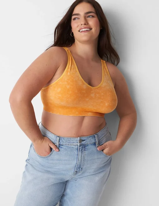 Full Coverage Bras^Lane Bryant Acid Wash Seamless Bralette Artisan's Gold