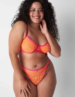 Thong Panties^Lane Bryant Allover Lace Dipped Thong Orange Clown Fish