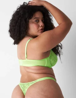 Sexy Panties^Lane Bryant Allover Lace Dipped Thong Green Gecko