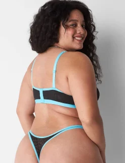 Thong Panties^Lane Bryant Animal Lace Dipped Thong Black