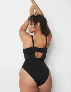 Bodysuits & Playsuits^Lane Bryant Animal Lace Unlined Demi Bodysuit Black