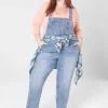Straight Leg^Lane Bryant Ankle Straight Leg Denim Overalls Medium Denim