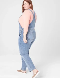 Straight Leg^Lane Bryant Ankle Straight Leg Denim Overalls Medium Denim