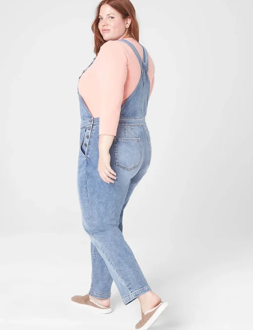 Straight Leg^Lane Bryant Ankle Straight Leg Denim Overalls Medium Denim