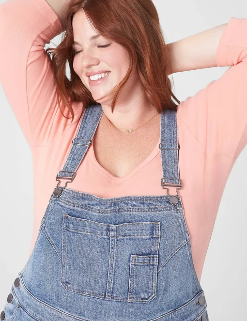 Straight Leg^Lane Bryant Ankle Straight Leg Denim Overalls Medium Denim