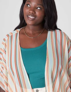 Cardigans^Lane Bryant Basic Chiffon Overpiece 1125308 Kat Stripe