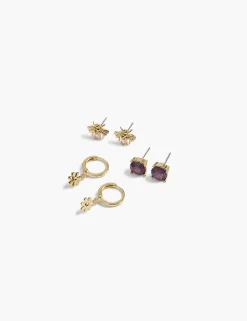 Earrings^Lane Bryant Bee Whimsy Mixed Earrings 3 Pack Gold Tone
