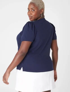 Knit Tops^Lane Bryant Blouson-Sleeve Embroidered Top Maritime Blue
