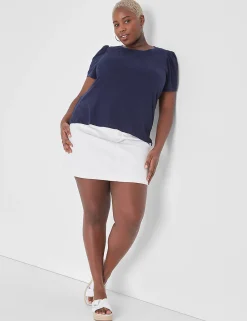 Knit Tops^Lane Bryant Blouson-Sleeve Embroidered Top Maritime Blue