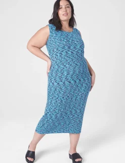 Casual^Lane Bryant Bodycon Spacedye Rib Dress Blue Elixir