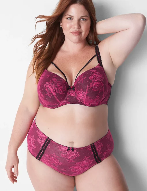 Sexy Bras^Lane Bryant Boost Balconette Bra Pink Yarrow