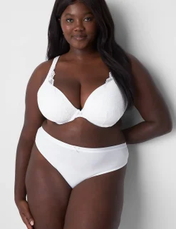 Underwire Bras^Lane Bryant Boost Plunge Bra With Lace Bright White