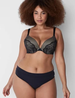 Plunge Bras^Lane Bryant Boost Plunge Bra With Lace Black