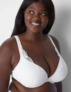 Underwire Bras^Lane Bryant Boost Plunge Bra With Lace Bright White