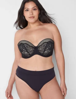 Underwire Bras^Lane Bryant Boost Strapless Bra With Lace Black
