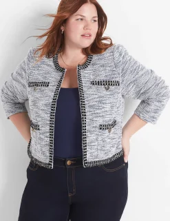 Jackets^Lane Bryant Boucle Knit Crop Jacket Tweed