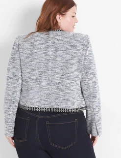 Jackets^Lane Bryant Boucle Knit Crop Jacket Tweed