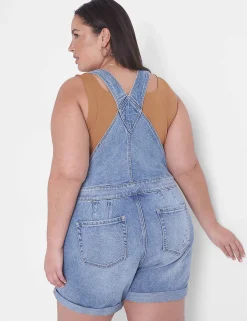 Boyfriend^Lane Bryant Boyfriend Short Denim Overalls Light Denim