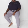 Sleep Separates^Lane Bryant Brushed Jersey Jogger Quiet Shade Stripes