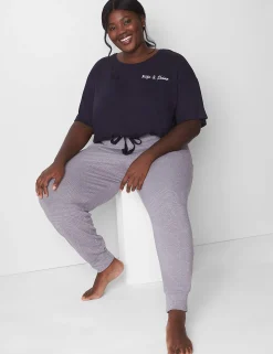Sleep Separates^Lane Bryant Brushed Jersey Jogger Quiet Shade Stripes
