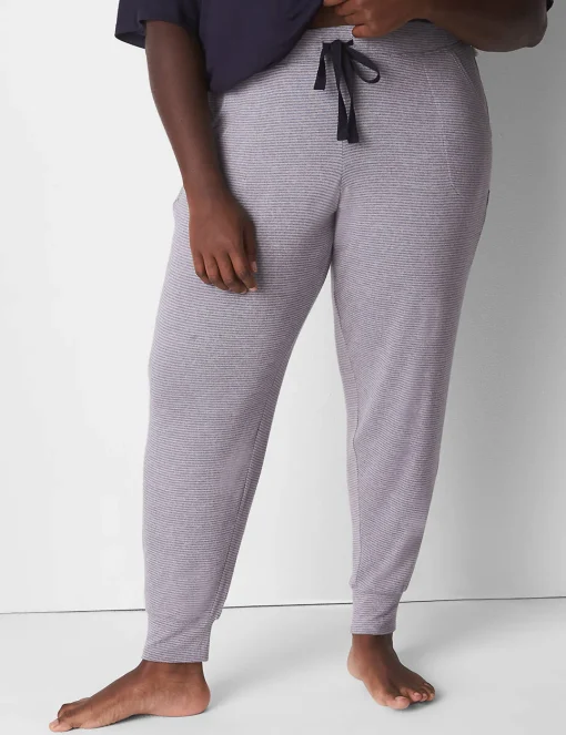 Sleep Separates^Lane Bryant Brushed Jersey Jogger Quiet Shade Stripes