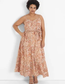 Fit & Flare^Lane Bryant Button-Down Tie-Waist Tiered Dress Windmark Paisley