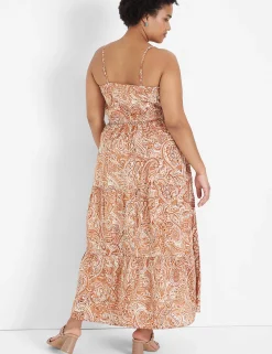 Fit & Flare^Lane Bryant Button-Down Tie-Waist Tiered Dress Windmark Paisley