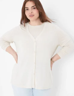 Cardigans^Lane Bryant Button-Front Linen Overpiece Birch
