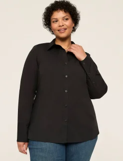 Shirts & Blouses^Lane Bryant Button-Front No-Peek Girlfriend Shirt Black