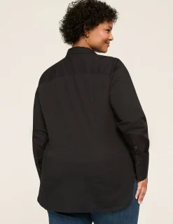 Shirts & Blouses^Lane Bryant Button-Front No-Peek Girlfriend Shirt Black