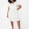 Fit & Flare^Lane Bryant Cap Flutter-Sleeve Button-Down Dress White