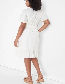 Fit & Flare^Lane Bryant Cap Flutter-Sleeve Button-Down Dress White