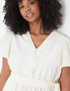 Fit & Flare^Lane Bryant Cap Flutter-Sleeve Button-Down Dress White