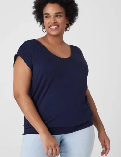 Knit Tops^Lane Bryant Cap-Sleeve Banded-Hem Tee Maritime Blue