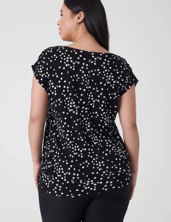 Knit Tops^Lane Bryant Cap-Sleeve Banded-Hem Tee Spotted Shadows