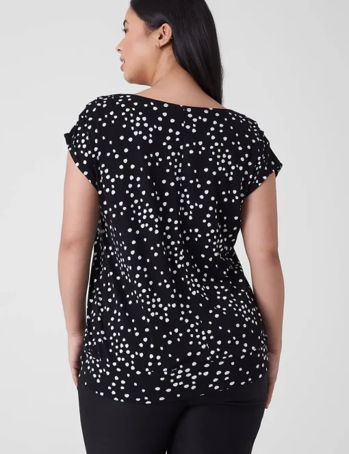 Knit Tops^Lane Bryant Cap-Sleeve Banded-Hem Tee Spotted Shadows
