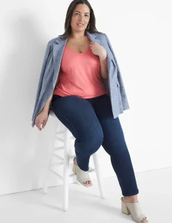 Knit Tops^Lane Bryant Cap-Sleeve Banded-Hem Tee Coral