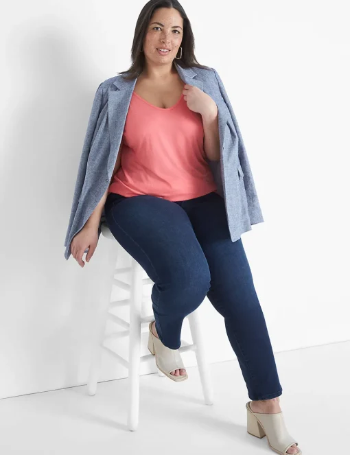 Knit Tops^Lane Bryant Cap-Sleeve Banded-Hem Tee Coral