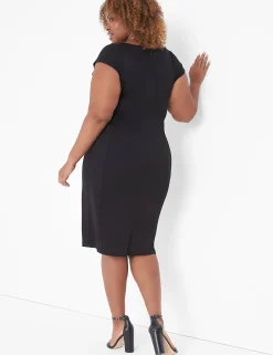 Date Night^Lane Bryant Cap-Sleeve Boatneck Sheathdress Black
