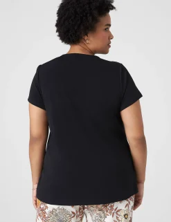 Knit Tops^Lane Bryant Cap-Sleeve Pleat-Front Top Black