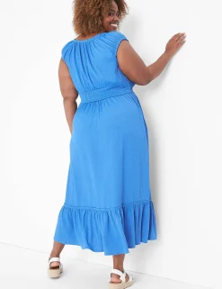 Casual^Lane Bryant Cap-Sleeve Smocked-Waist Midi Dress Sky