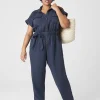 Jumpsuits & Rompers^Lane Bryant Cap-Sleeve Utility Cord Jumpsuit Blue Nights