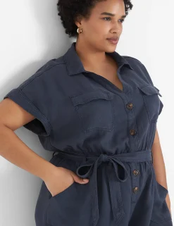 Jumpsuits & Rompers^Lane Bryant Cap-Sleeve Utility Cord Jumpsuit Blue Nights
