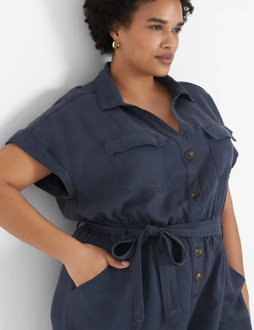 Jumpsuits & Rompers^Lane Bryant Cap-Sleeve Utility Cord Jumpsuit Blue Nights