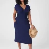 Sheath^Lane Bryant Cap-Sleeve V-Neck Midi Dress Maritime Blue